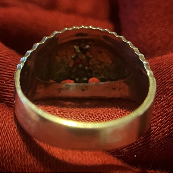 Thailand Sterling Silver Textured Vintage Hand Made Floral Ring Unique Size 8 - Picture 7 of 10